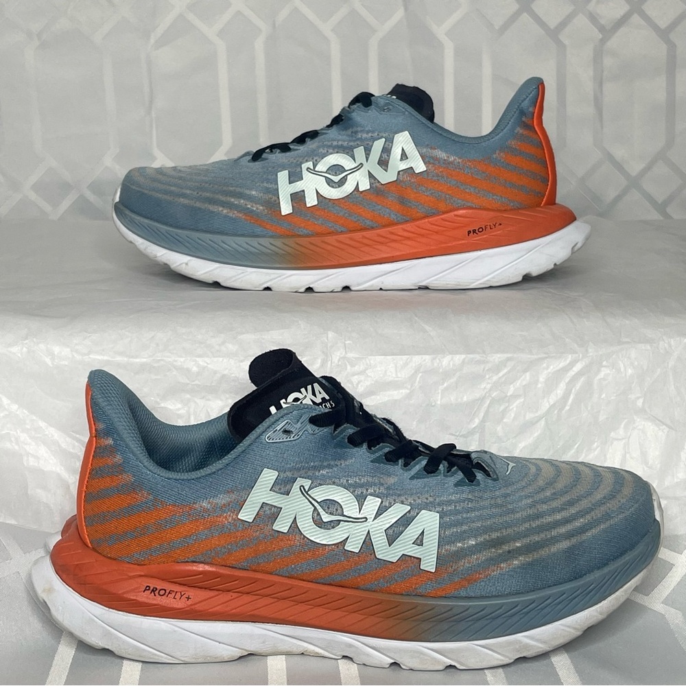 Hoka One One Mach 5 Mountain Spring Blue Orange Running Shoes Size 9D